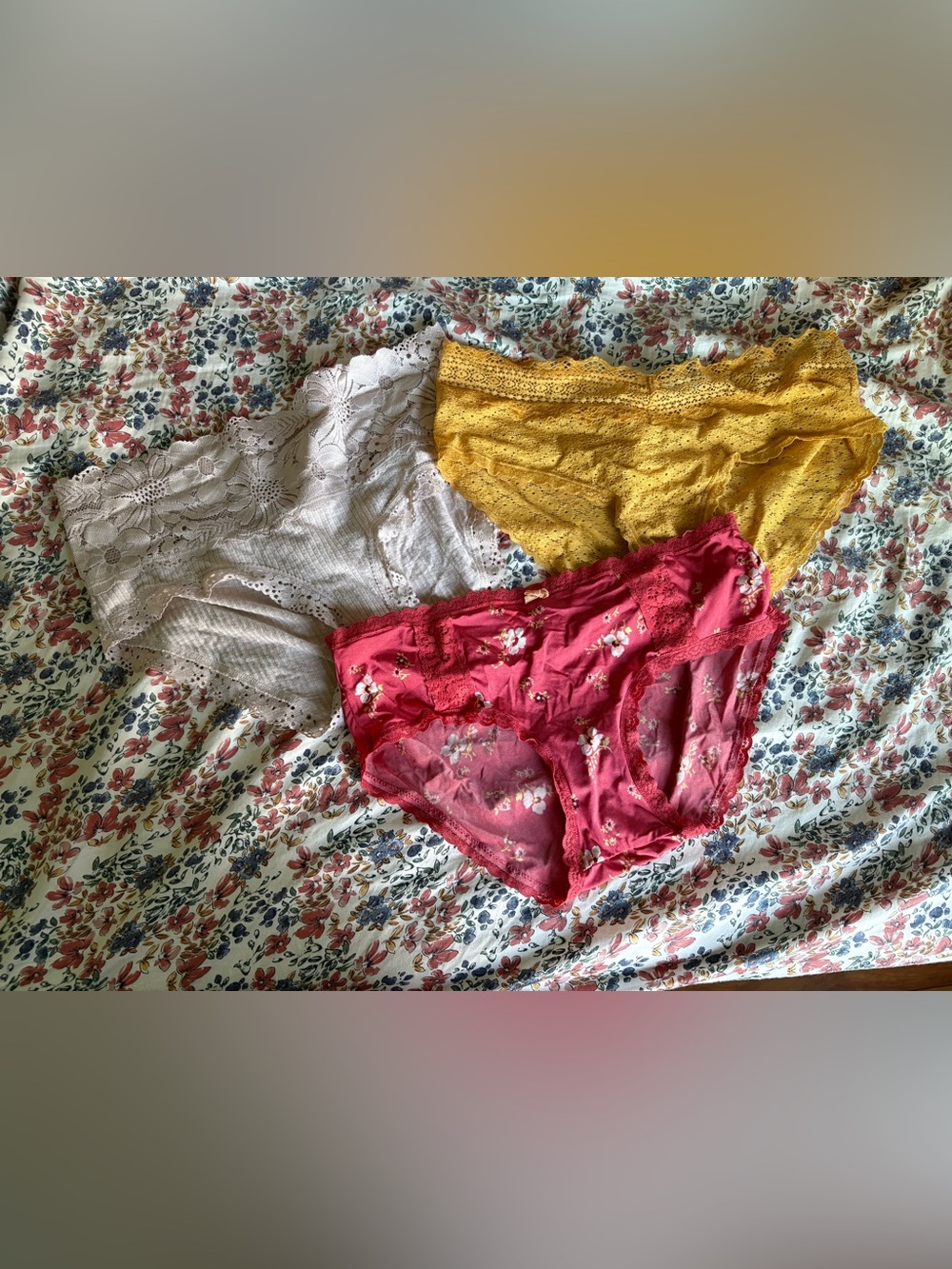 aerie Lace Bikini Panties Trio - Mustard, Rose, Cream